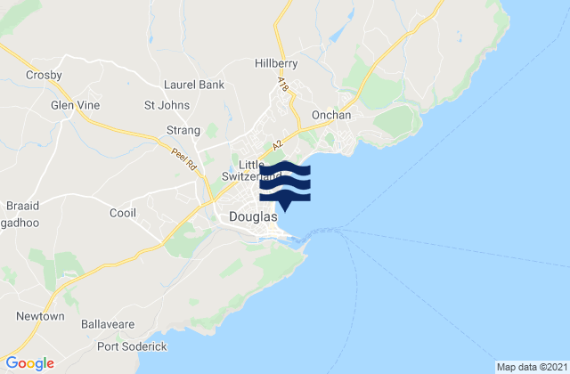 Mapa da tábua de marés em Douglas - Central Beach, United Kingdom