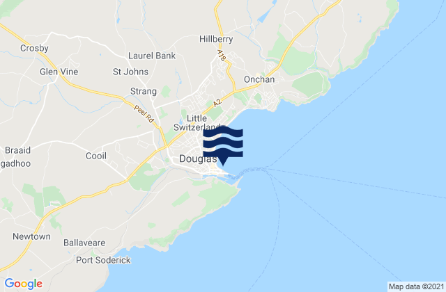 Mapa da tábua de marés em Douglas, Isle of Man