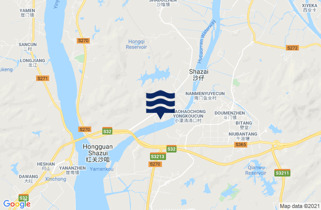 Mapa da tábua de marés em Doumen, China