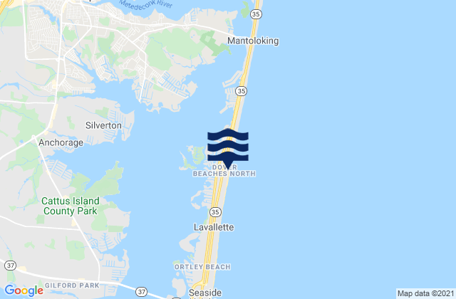 Mapa da tábua de marés em Dover Beaches North, United States