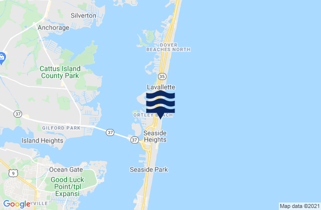 Mapa da tábua de marés em Dover Beaches South, United States