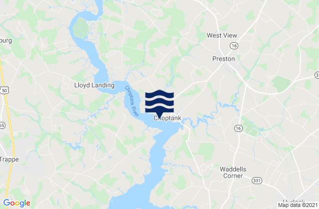 Mapa da tábua de marés em Dover Bridge, United States