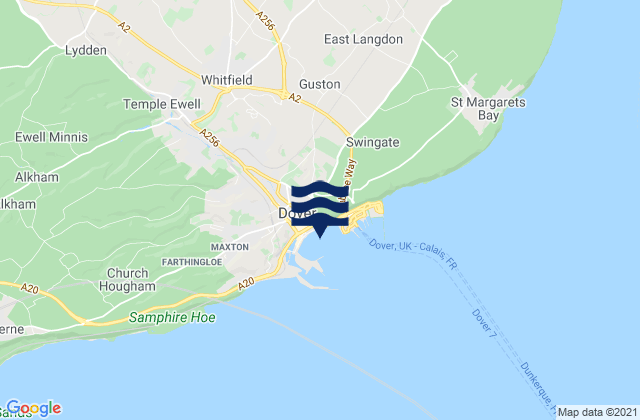 Mapa da tábua de marés em Dover Harbour Beach, France