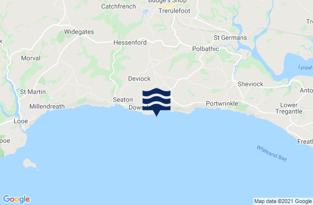 Mapa da tábua de marés em Downderry Beach, United Kingdom