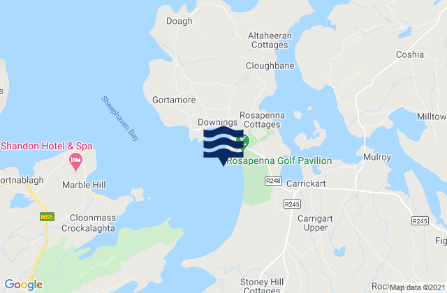 Mapa da tábua de marés em Downings Bay, Ireland