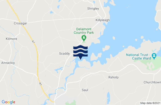 Mapa da tábua de marés em Downpatrick, United Kingdom