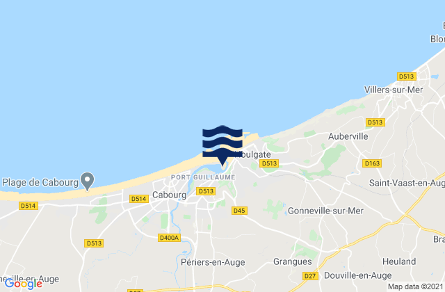 Mapa da tábua de marés em Dozulé, France