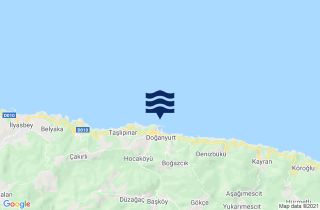 Mapa da tábua de marés em Doğanyurt, Turkey