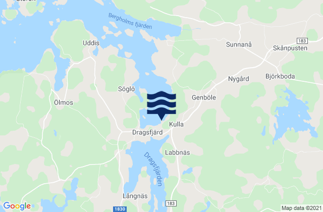 Mapa da tábua de marés em Dragsfjärd, Finland