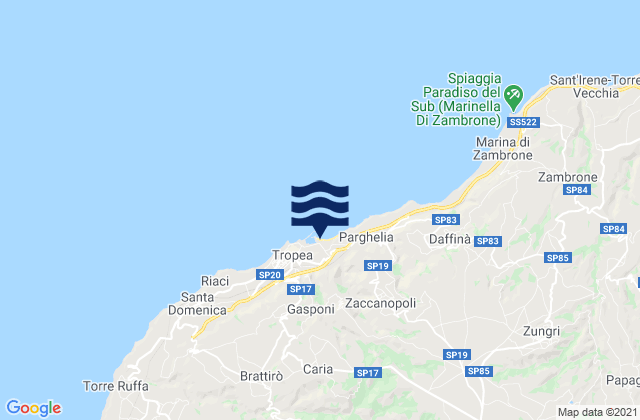 Mapa da tábua de marés em Drapia, Italy