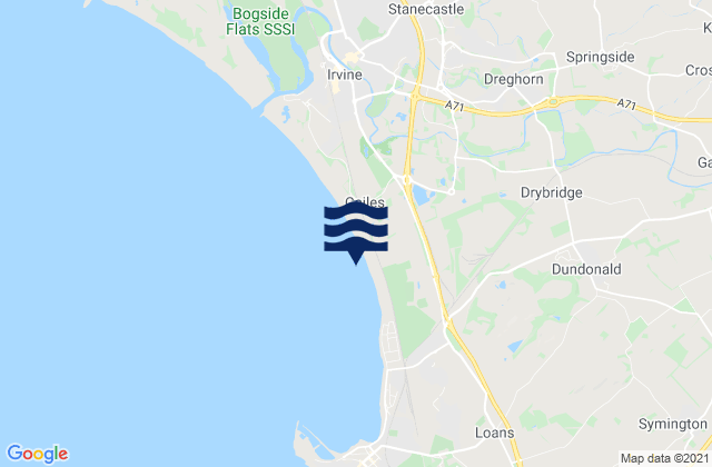 Mapa da tábua de marés em Dreghorn, United Kingdom