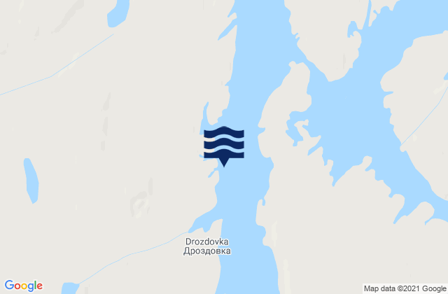 Mapa da tábua de marés em Drozdovka Bay, Russia