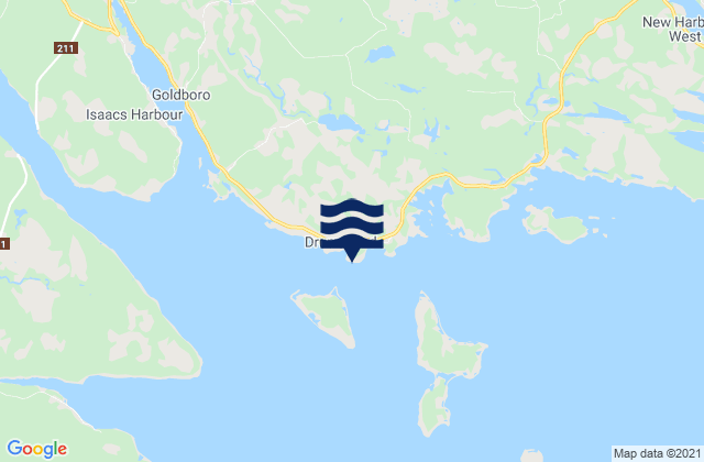 Mapa da tábua de marés em Drum Head Island, Canada