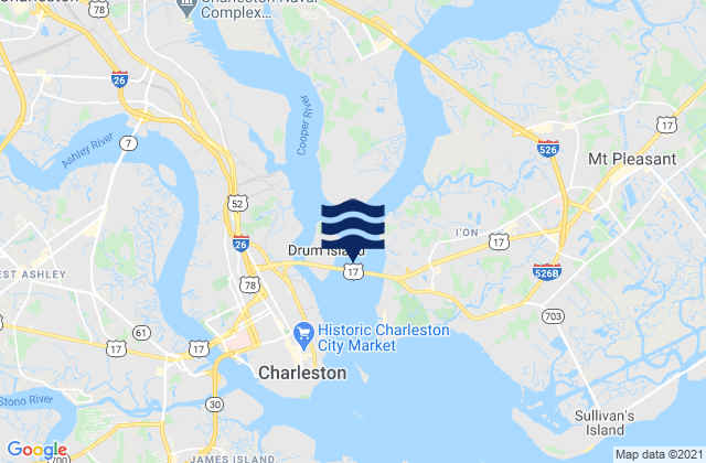 Mapa da tábua de marés em Drum Island east of (bridge), United States
