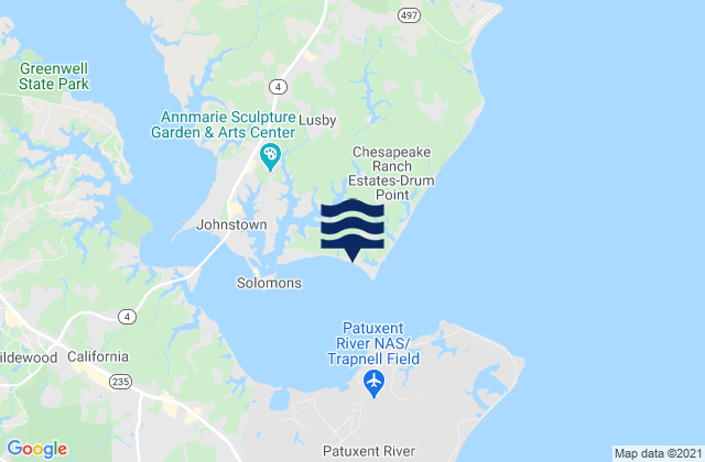 Mapa da tábua de marés em Drum Point, United States