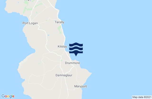 Mapa da tábua de marés em Drummore Bay, United Kingdom