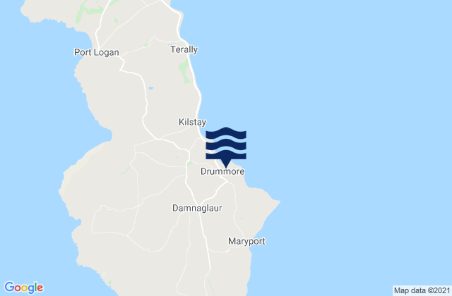 Mapa da tábua de marés em Drummore, United Kingdom