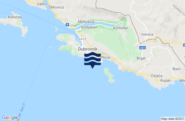 Mapa da tábua de marés em Dubrovnik (Ragusa), Croatia