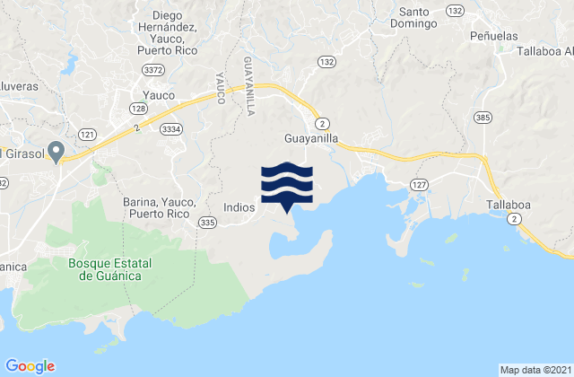 Mapa da tábua de marés em Duey Barrio, Puerto Rico