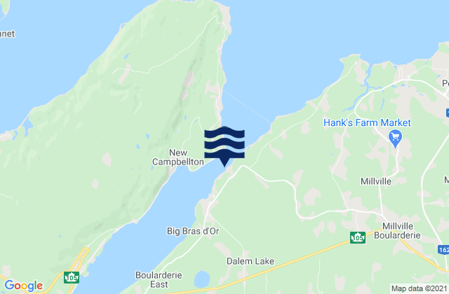 Mapa da tábua de marés em Duffus Point, Canada