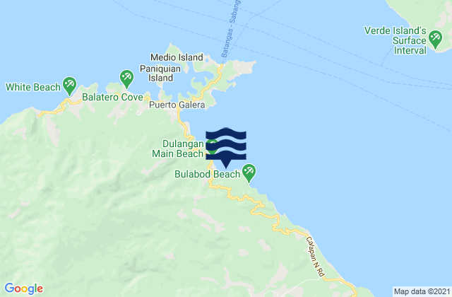 Mapa da tábua de marés em Dulangan, Philippines