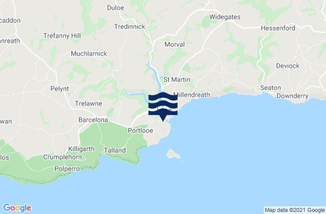 Mapa da tábua de marés em Duloe, United Kingdom