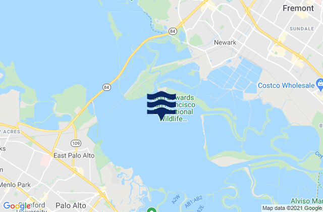 Mapa da tábua de marés em Dumbarton Point 1.15 nmi. SE of, United States