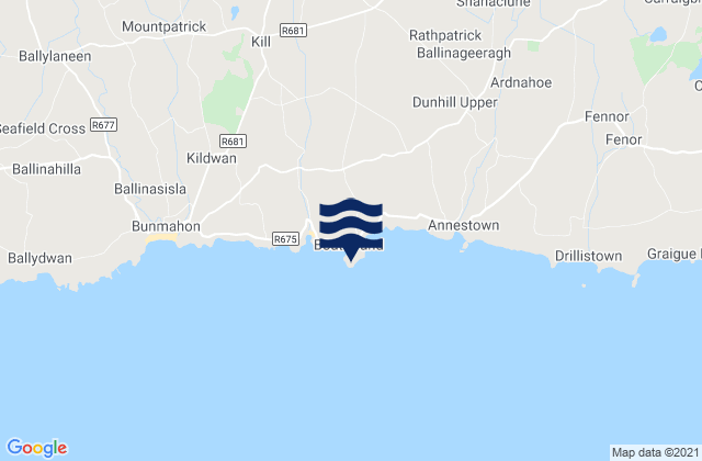 Mapa da tábua de marés em Dunabrattin Head, Ireland