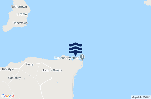 Mapa da tábua de marés em Duncansby Head, United Kingdom