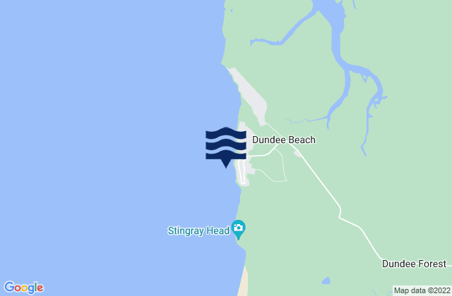 Mapa da tábua de marés em Dundee Beach, Australia