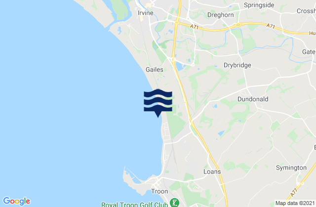 Mapa da tábua de marés em Dundonald, United Kingdom