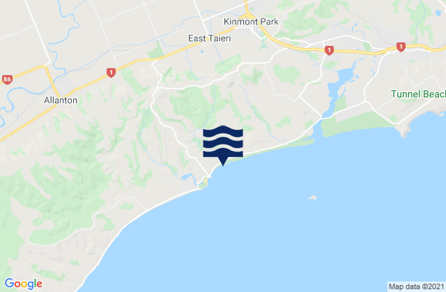 Mapa da tábua de marés em Dunedin City, New Zealand