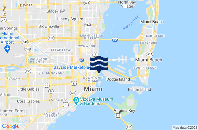 Mapa da tábua de marés em Dunes Hotel (Miami), United States