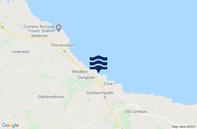 Mapa da tábua de marés em Dunglass Beach, United Kingdom