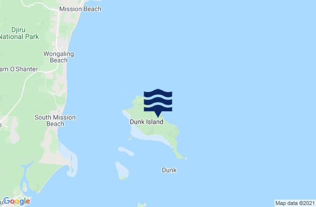 Mapa da tábua de marés em Dunk Island, Australia