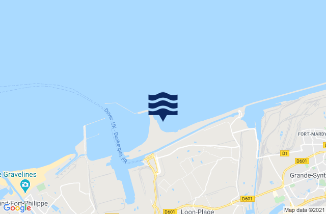 Mapa da tábua de marés em Dunkerque Ouest, France