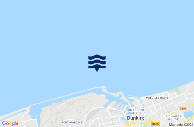 Mapa da tábua de marés em Dunkerque Port Est, France