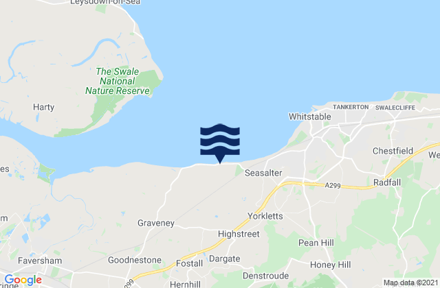 Mapa da tábua de marés em Dunkirk, United Kingdom
