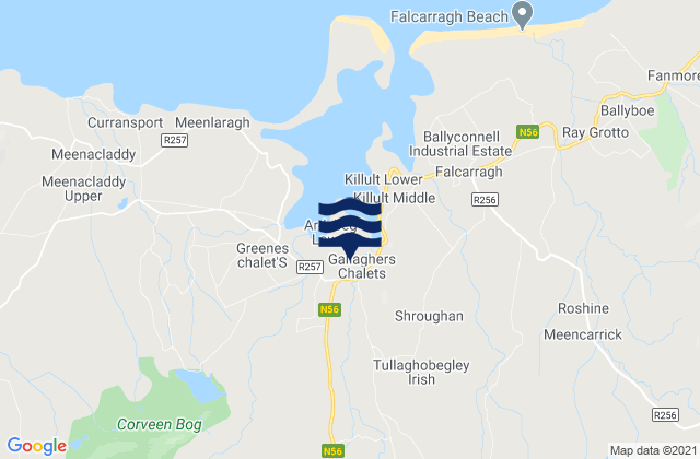 Mapa da tábua de marés em Dunlewy, Ireland