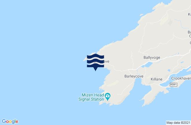 Mapa da tábua de marés em Dunlough Bay, Ireland