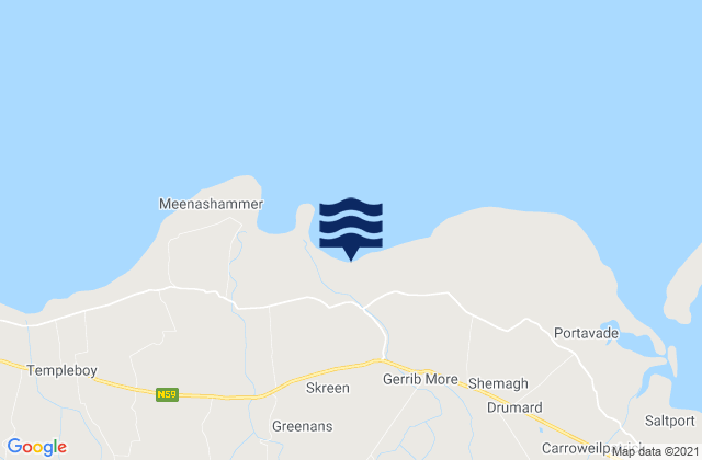 Mapa da tábua de marés em Dunmoran Strand, Ireland