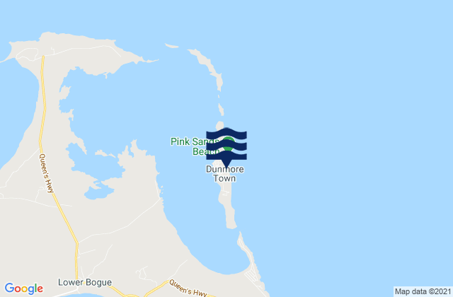 Mapa da tábua de marés em Dunmore Town, Bahamas
