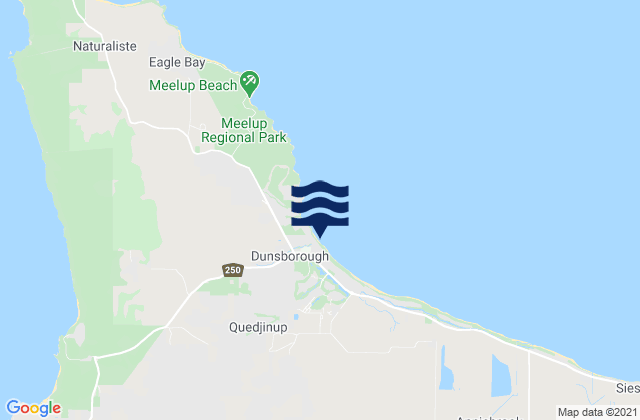 Mapa da tábua de marés em Dunsborough Beach, Australia