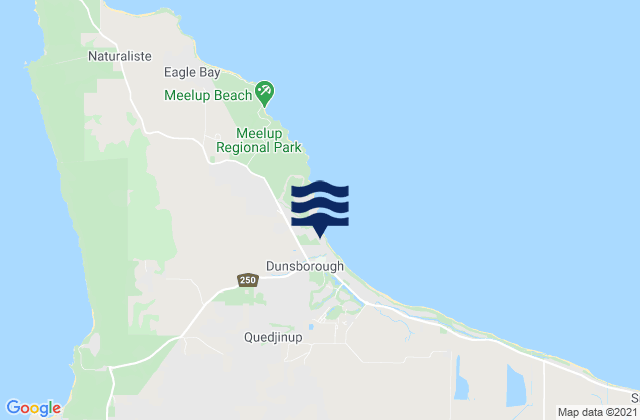 Mapa da tábua de marés em Dunsborough, Australia