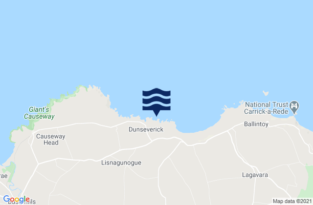 Mapa da tábua de marés em Dunseverick Harbou, United Kingdom