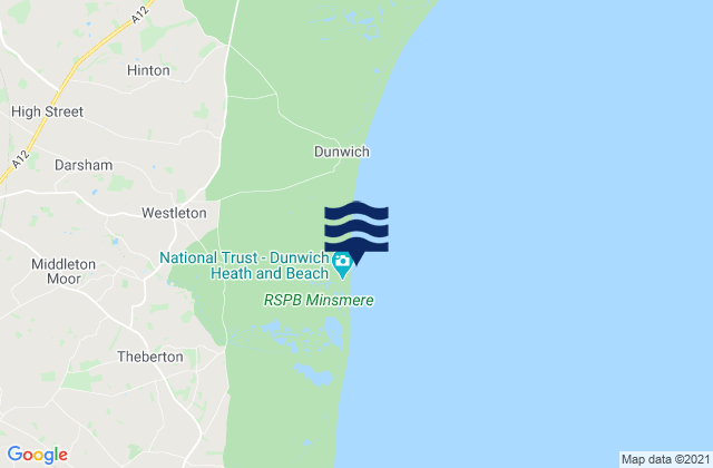 Mapa da tábua de marés em Dunwich Heath Beach, United Kingdom