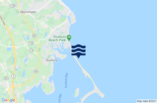 Mapa da tábua de marés em Duxbury Beach Duxbury, United States