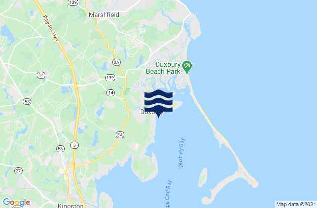 Mapa da tábua de marés em Duxbury Duxbury Harbor, United States