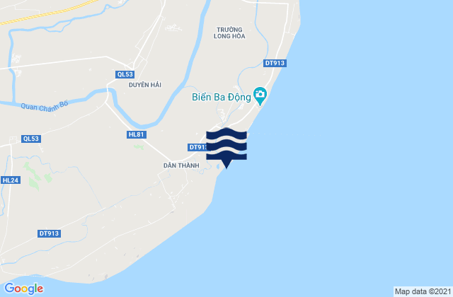 Mapa da tábua de marés em Duyên Hải, Vietnam