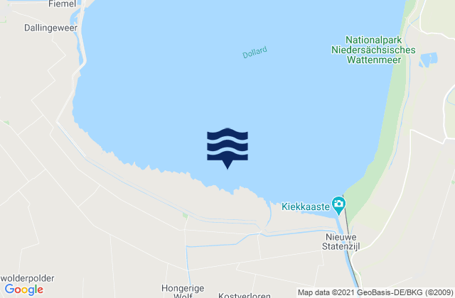 Mapa da tábua de marés em Dwarsgat, Netherlands